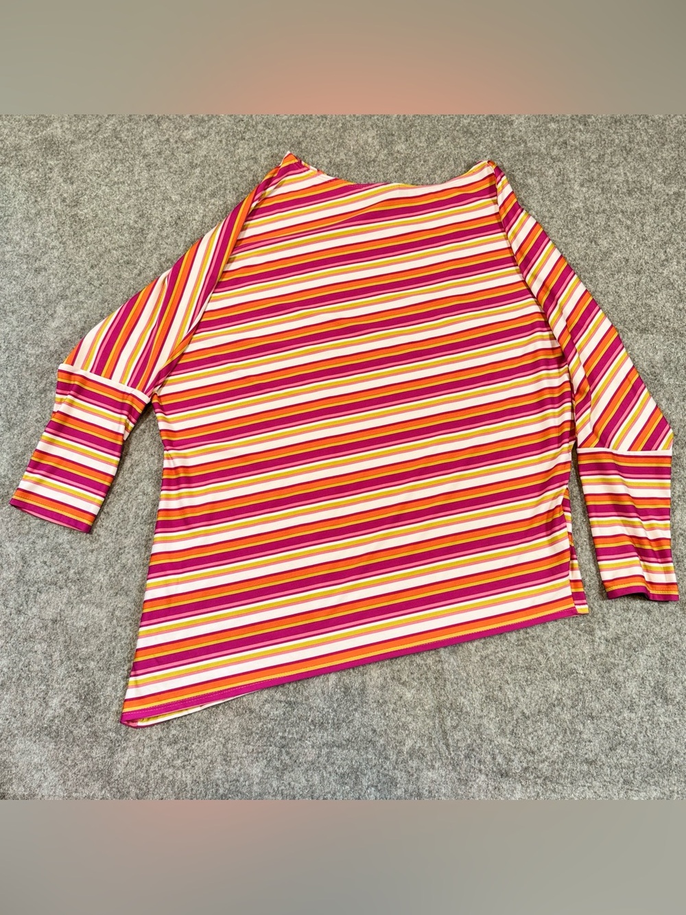 Metrostyle Women’s Striped 3/4 Sleeve Top Size L Poly Spandex Tunic USA - Picture 7 of 12